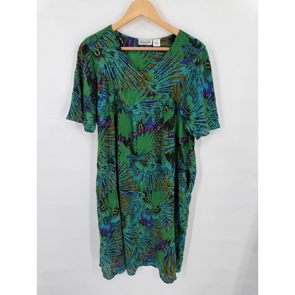 Sante Classics Dress Womens OS Tropical Muumuu Beach Loungewear Flowy Gauzy